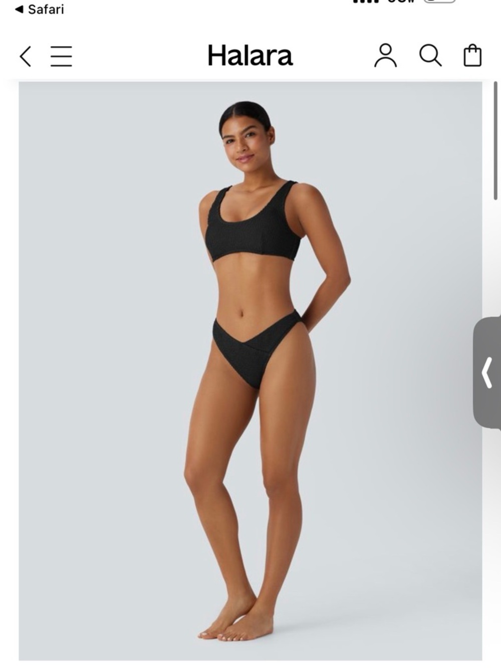 Halara 2 Pc Black Textured Bikini Set Crossover Tummy Control MSRP $59 MED NWT